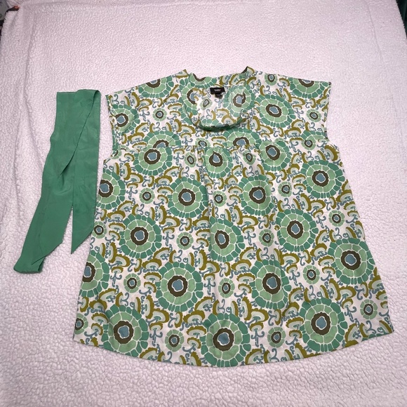 Mossimo Women’s Top with Tie, 16W/18W, Multi Green - Picture 1 of 10